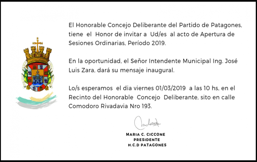 INICIO DE SESIONES PERIODO 2019